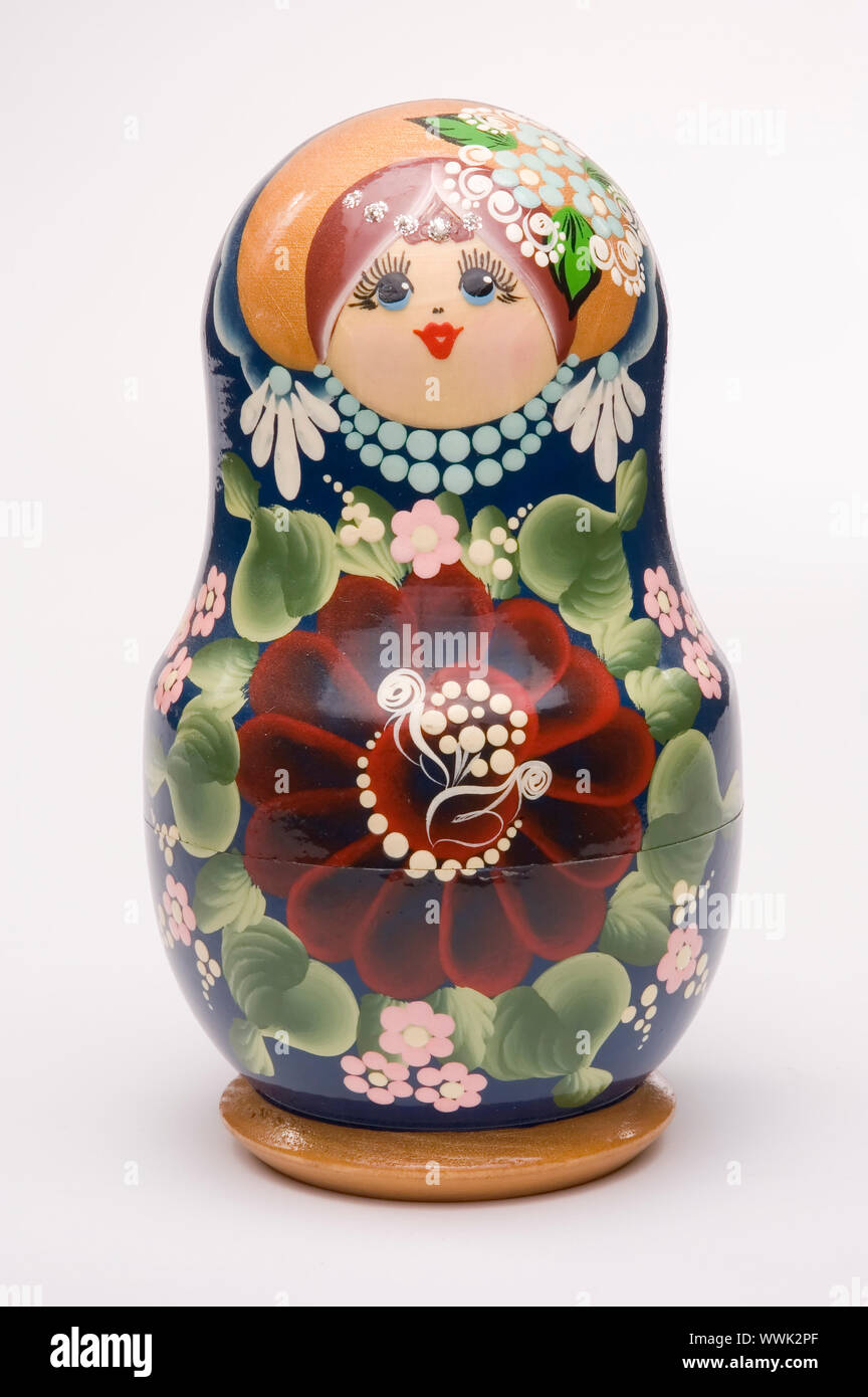 Colorful russian nesting dolls isolated on a white background Stock