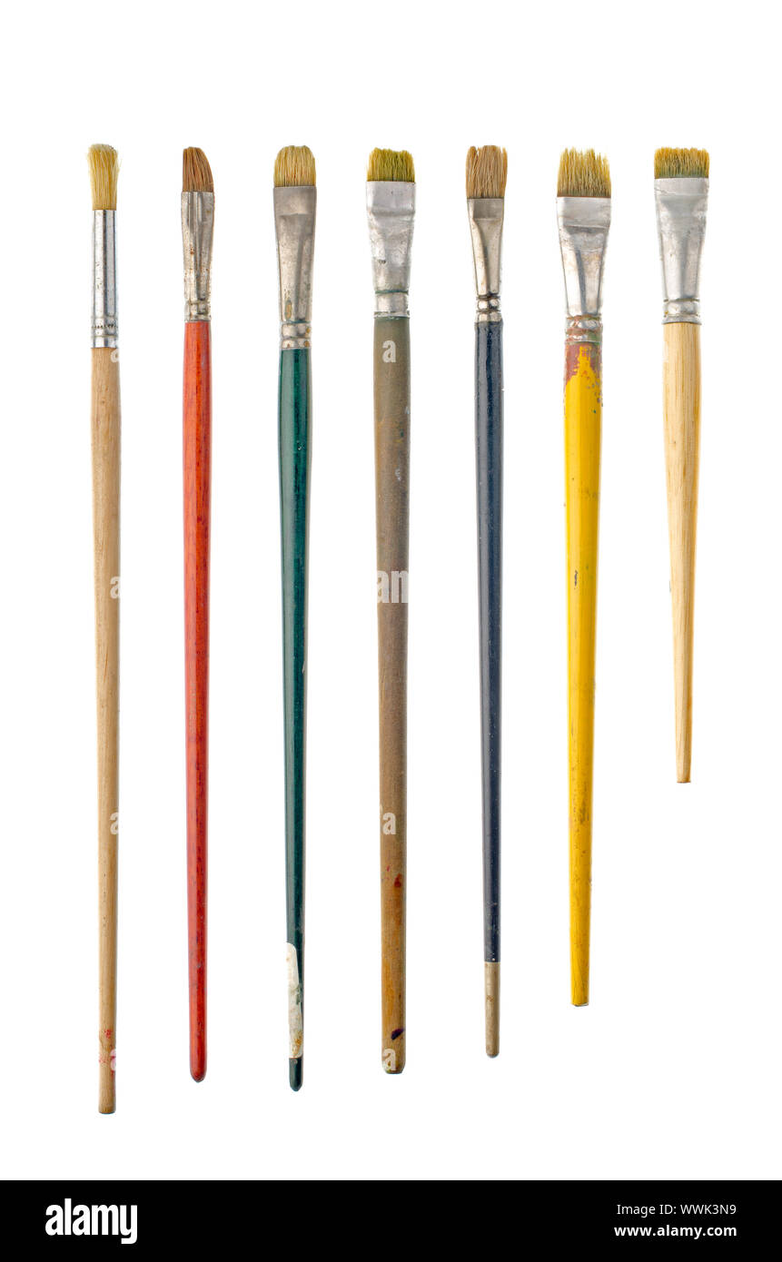 Different used art brushes isolated on white background Stock Photo Alamy