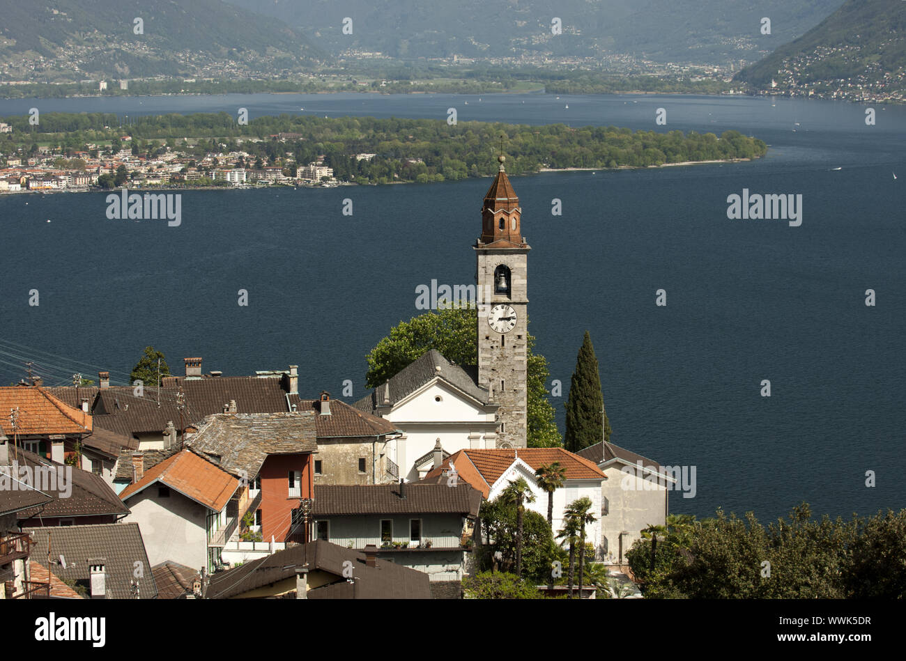 Ronco sopra Ascona at the lake Lago Maggiore Stock Photo