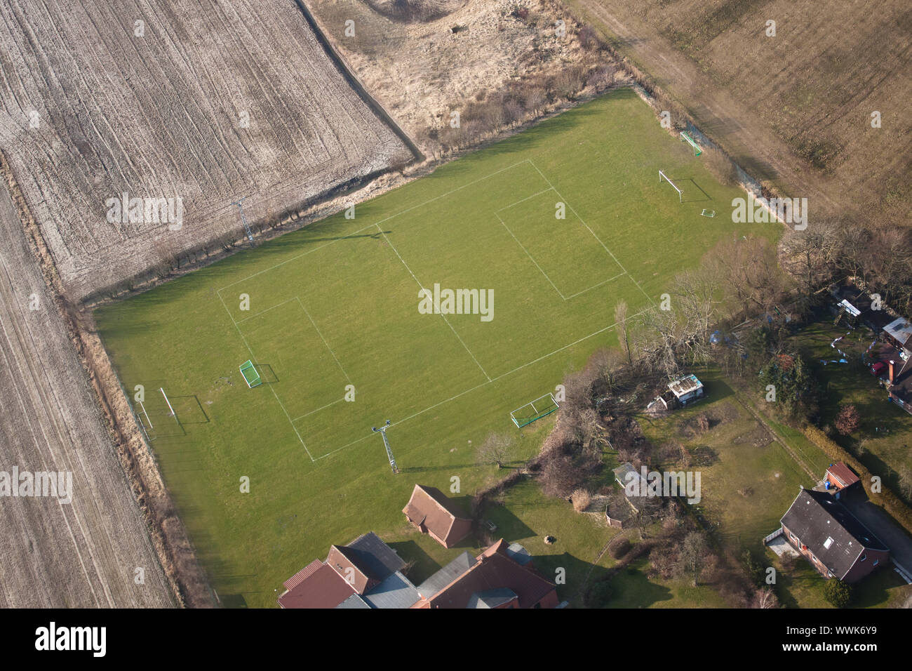 Soccer field, grass field, football, aerial vi Stock Photo Alamy