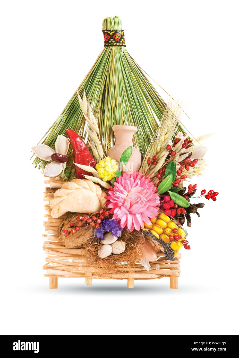 Ukrainian souvenir that made of dried materials and plants Stock Photo