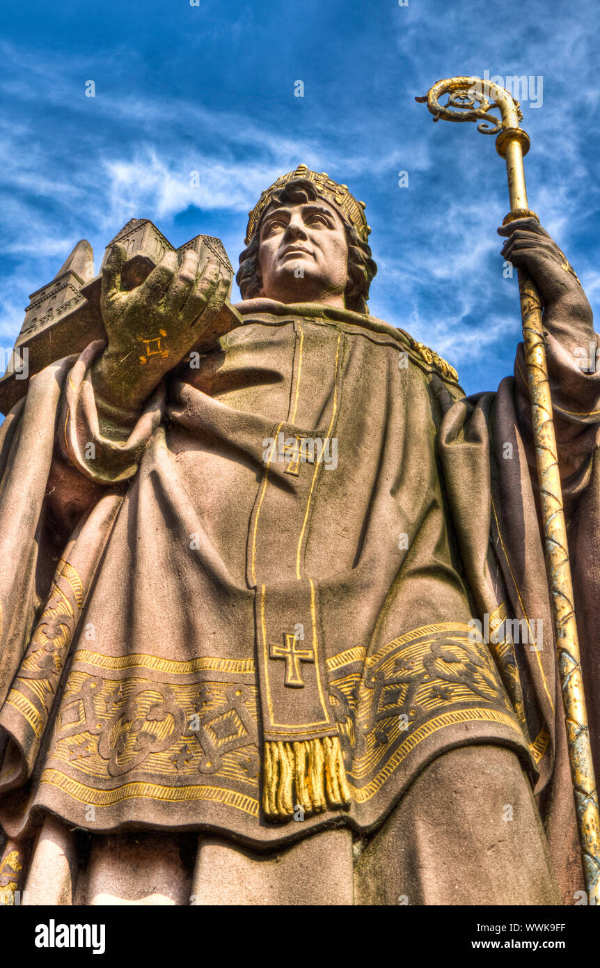 Ansgar, statue, Hamburg, Archbishop, Church Stock Photo