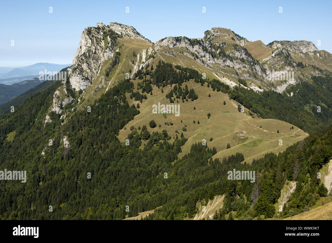 Mountain range of the Bornes massif, France Stock Photo