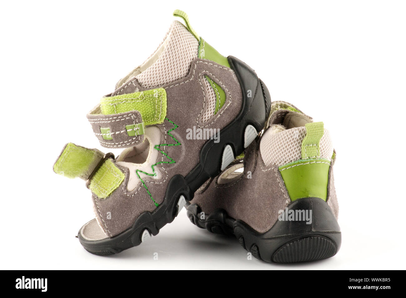 Baby Shoes Sandals with Velcro fastener isolated on white background ...