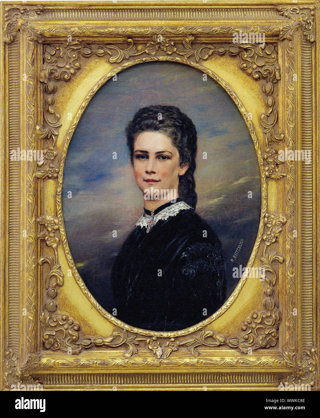 Portrait of Empress Elisabeth of Austria. Private Collection. Stock Photo