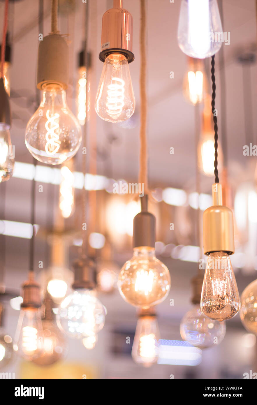 Led Modern Lights And Bulbs On Display In Store Lighting