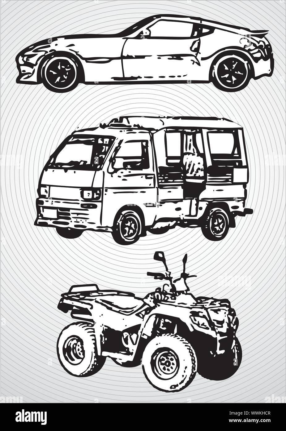 Three vehicles for different purposes - vector Stock Vector
