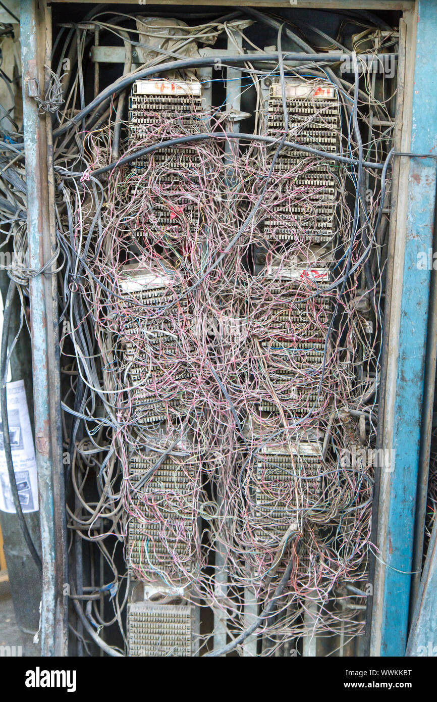 Switch with telephone lines in India Stock Photo Alamy
