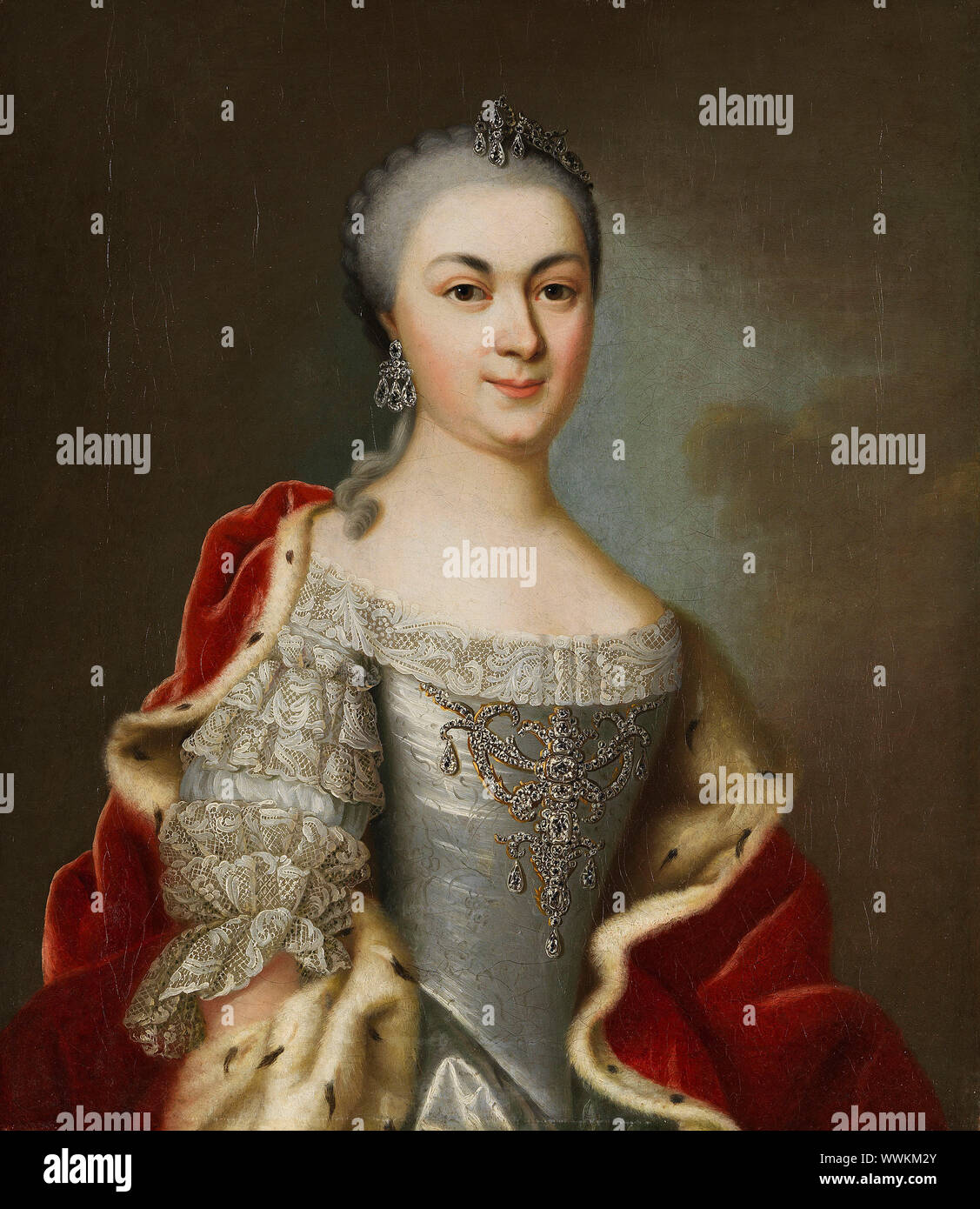 Portrait of Princess Maria Louise Albertine of Hesse-Darmstadt, n&#xe9;e Countess Maria Louise Albertine of Leiningen-Dagsburg-Falken, ca 1760. Private Collection. Stock Photo
