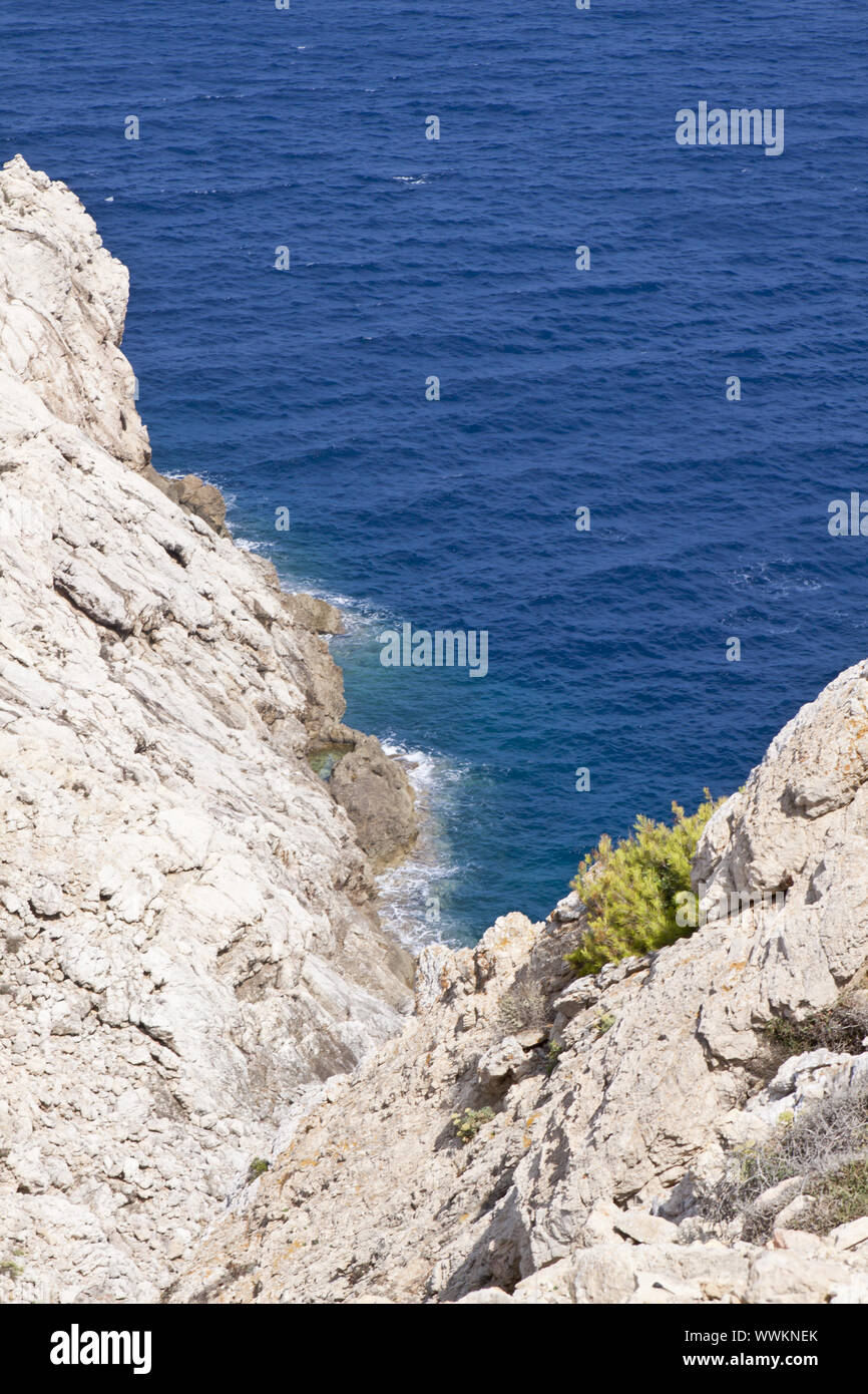 beautiful rocks and sea with blue sky Stock Photo