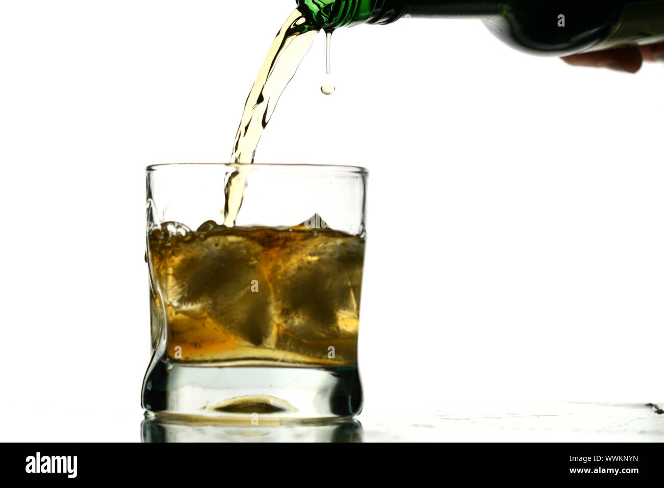whisky splash alcohol drops isolated on white Stock Photo