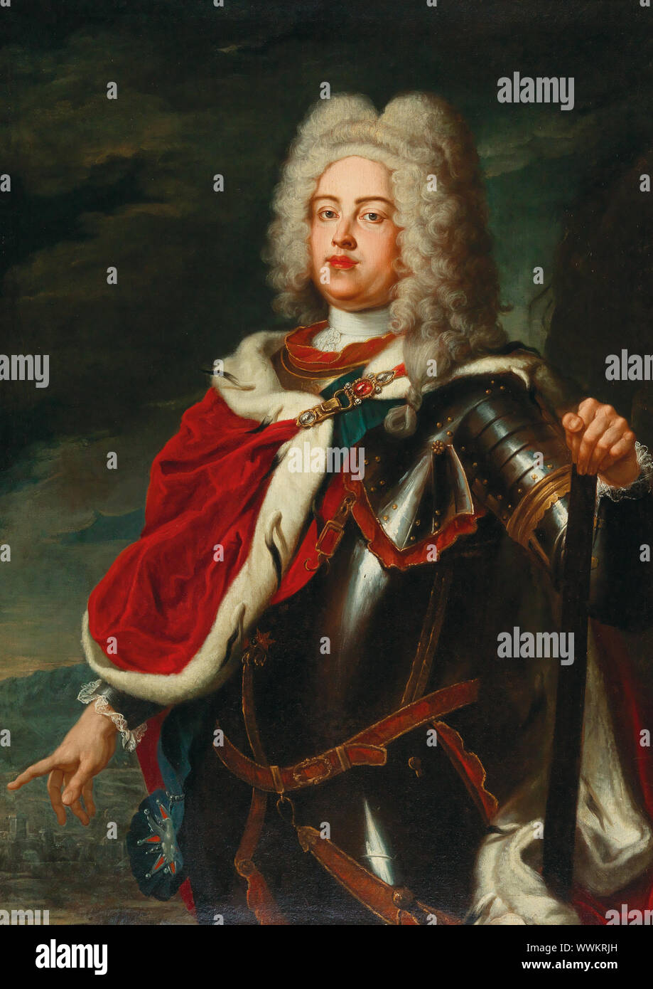 Portrait of Frederick Augustus II, Elector of Saxony and future King Augustus III of Poland (1696-1763), as Crown Prince. Private Collection. Stock Photo