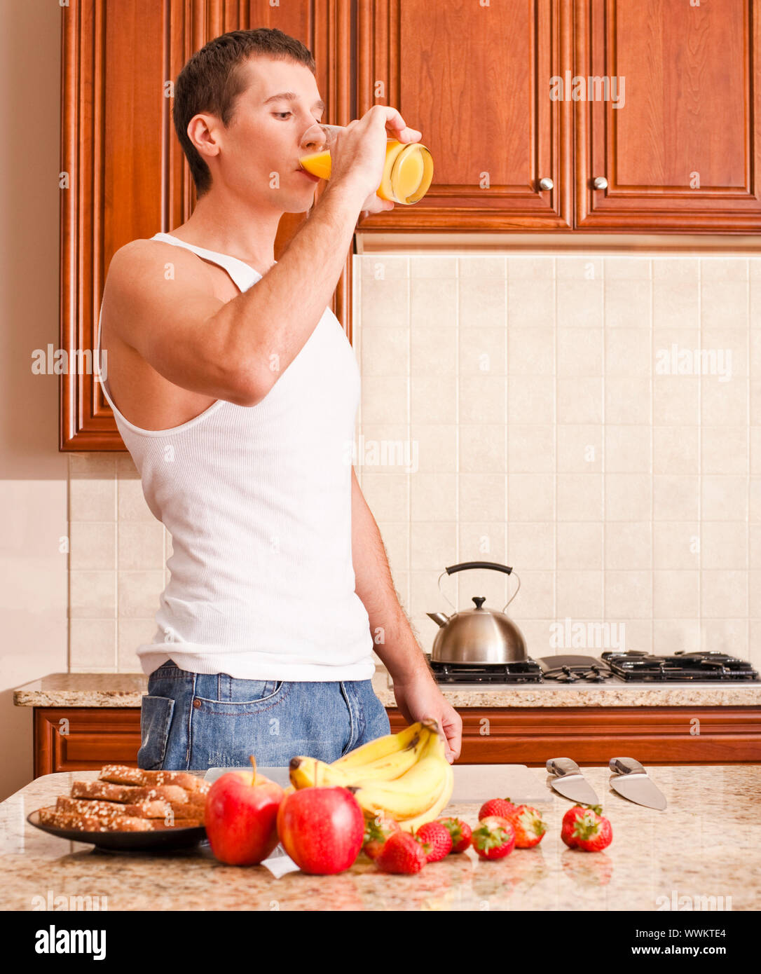 orange juice. Vertical shot Stock Photo 