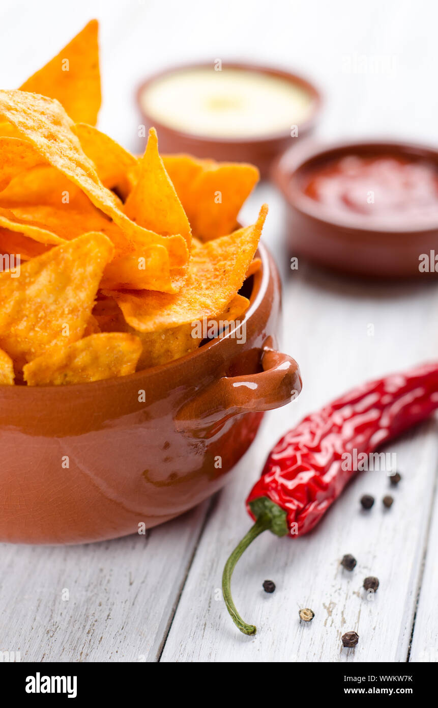 Tortilla chips with double dip Stock Photo Alamy