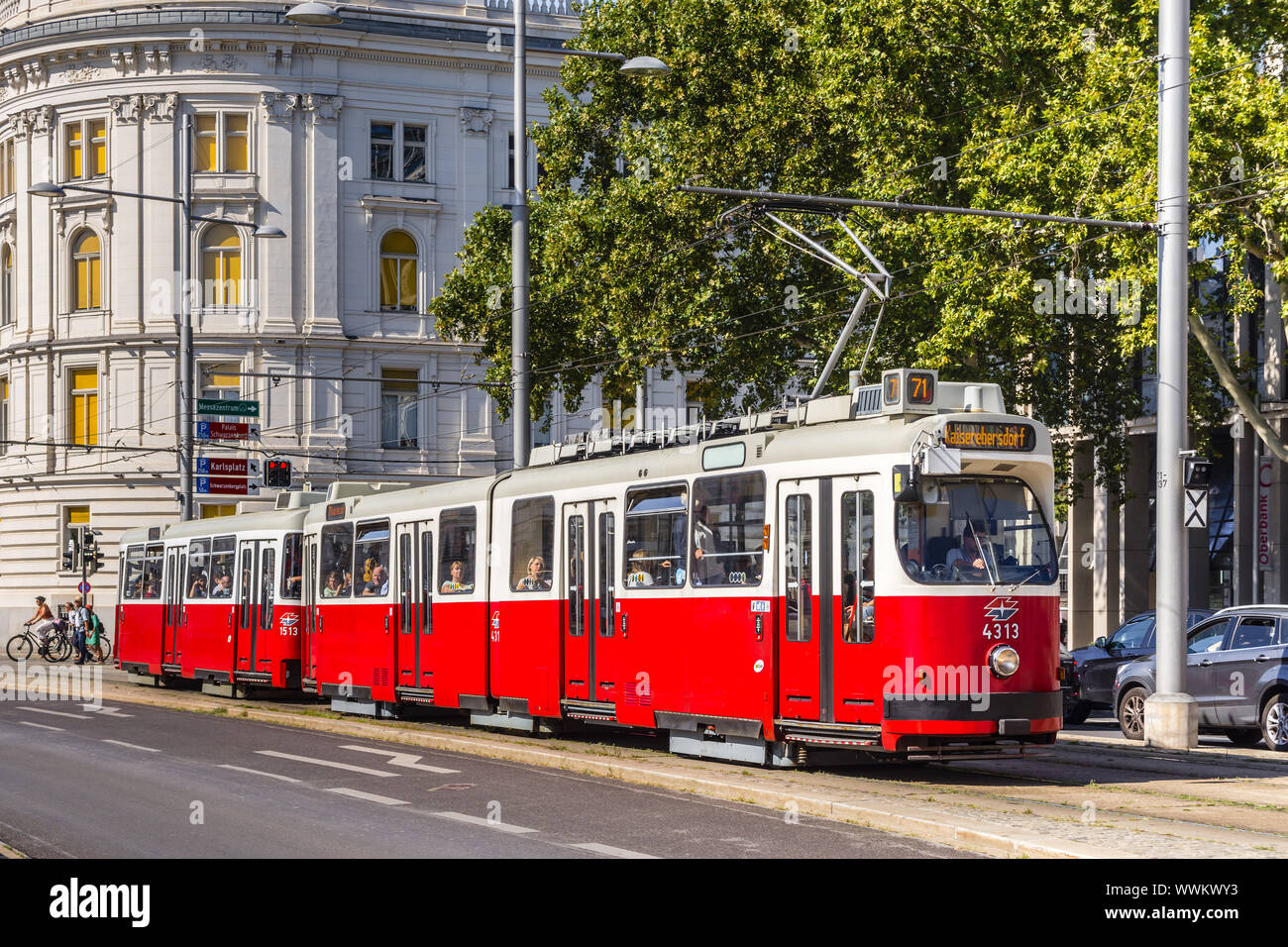 Electric tram passenger transport, Vienna, Austria. Stock Photo