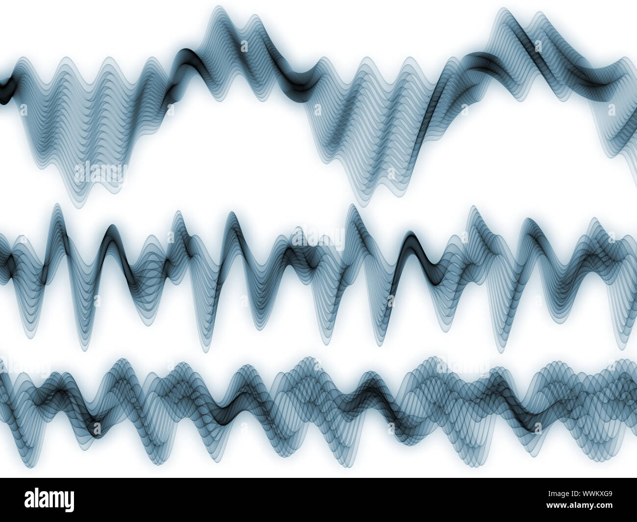 Abstract sound wave rendered in teal against white background Stock