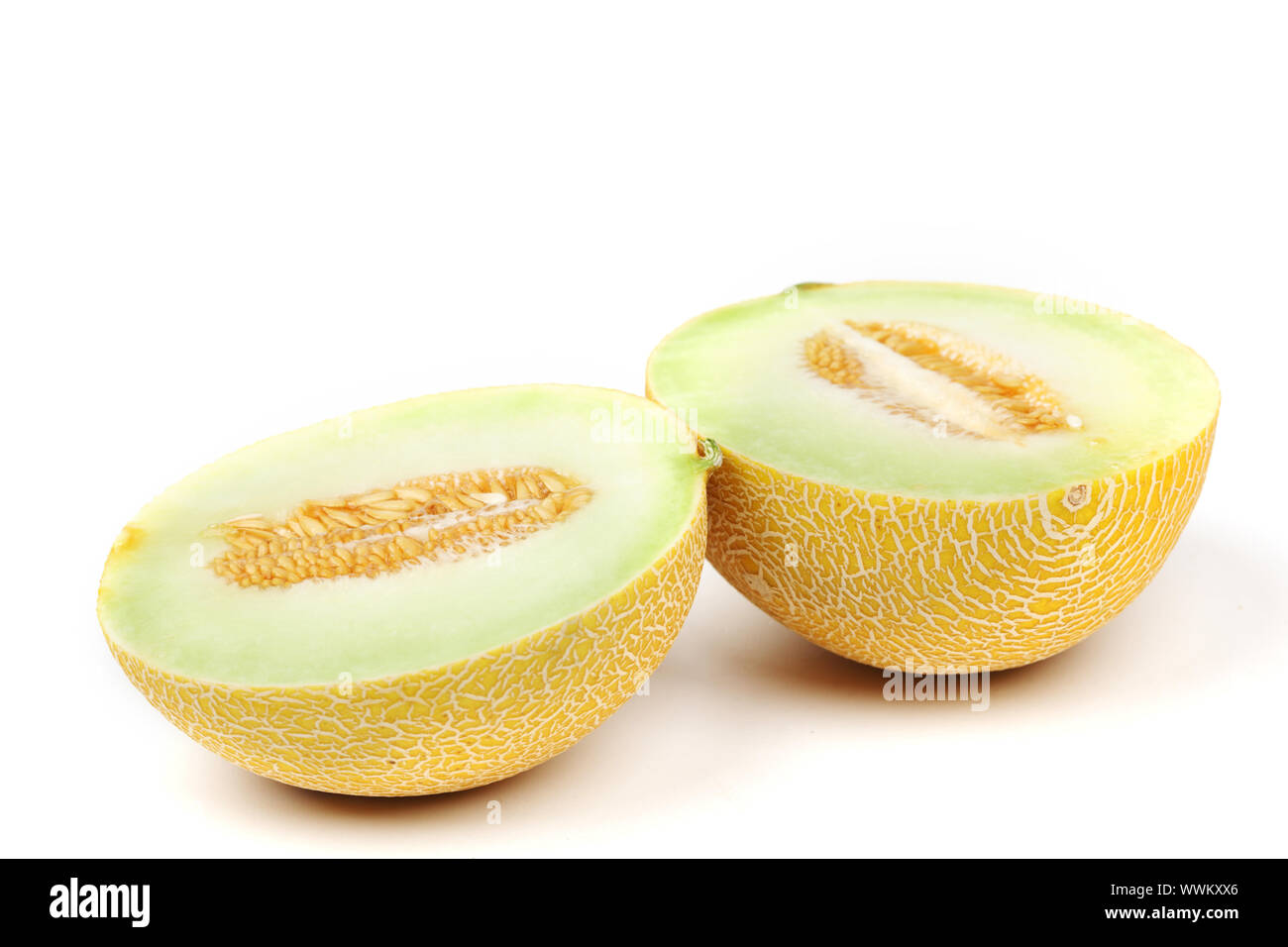galia slice melone isolated on white Stock Photo