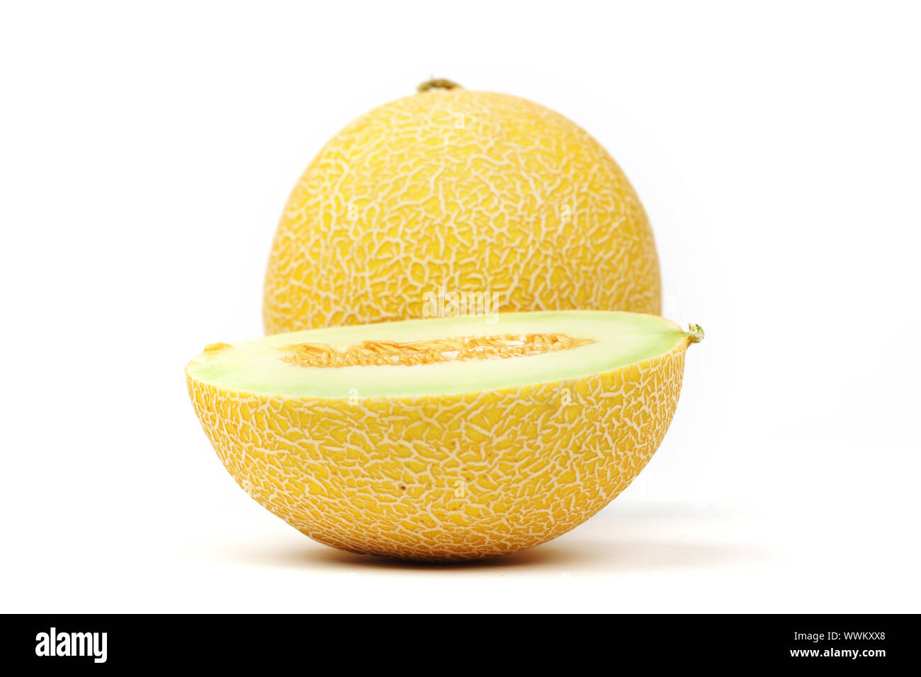 galia slice melone isolated on white Stock Photo