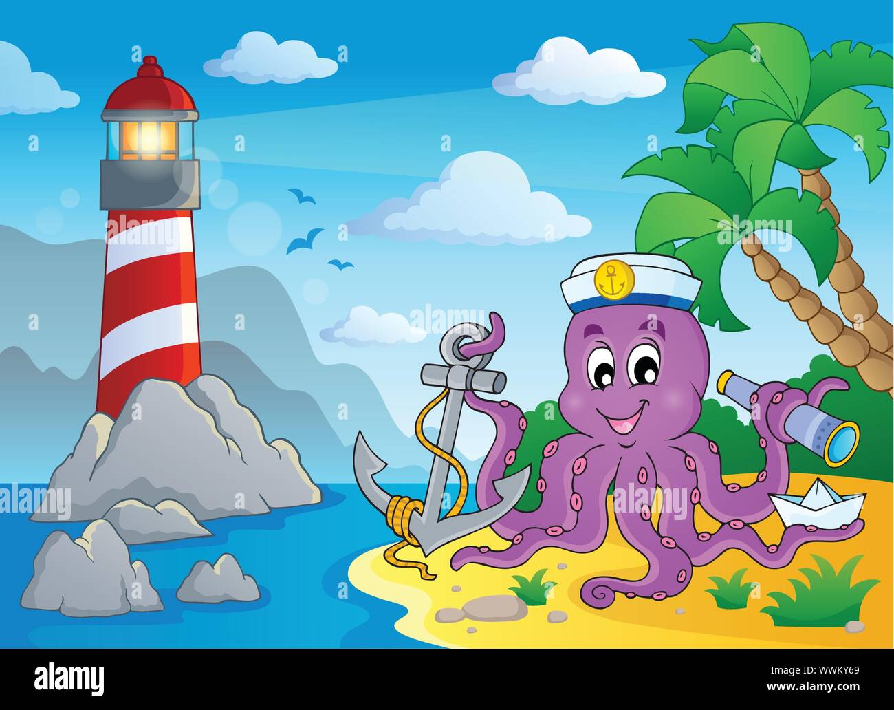 Image with octopus sailor 3 Stock Vector Image & Art - Alamy