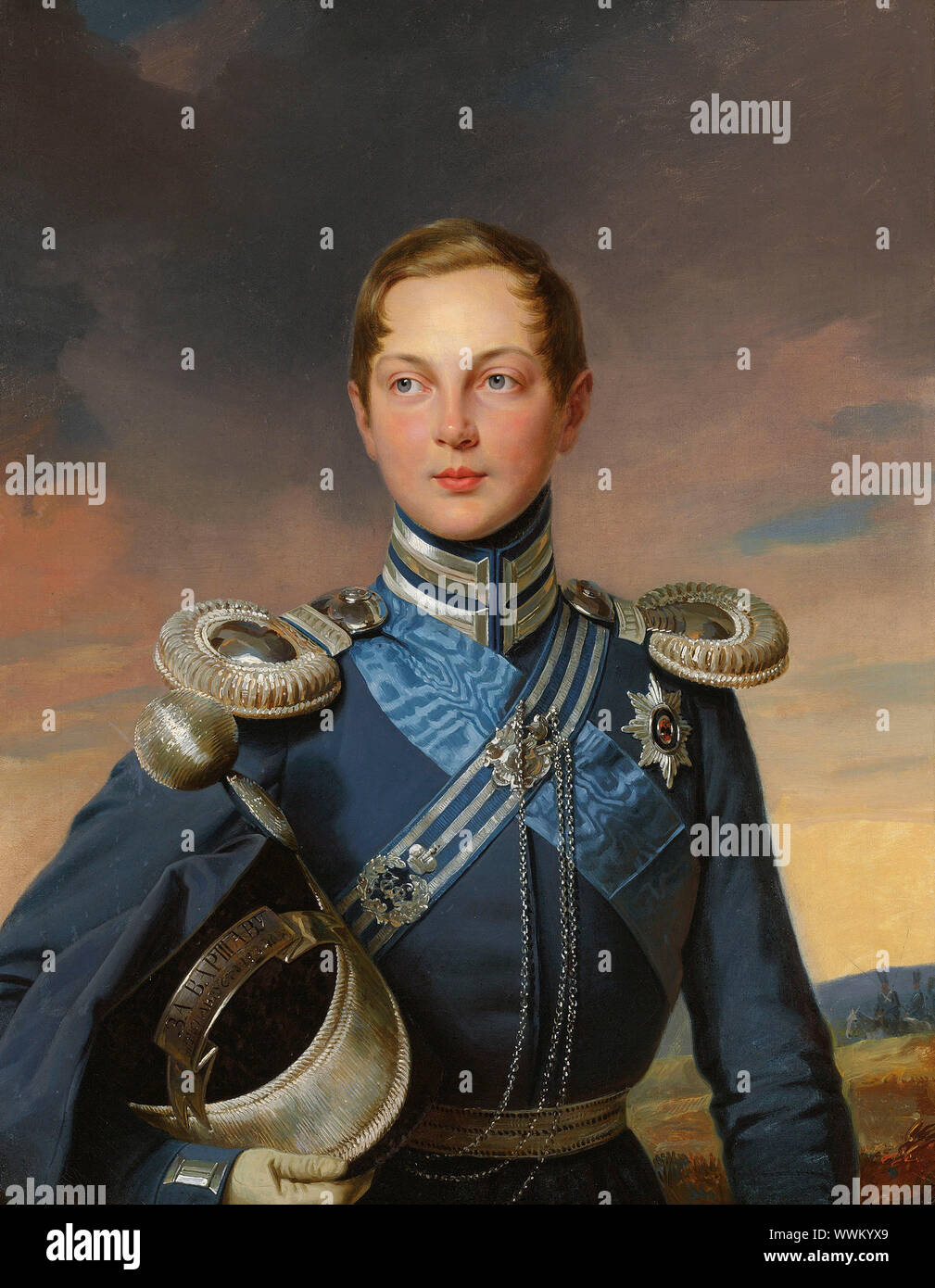 Portrait of Tsarevich Alexander Nikolaevich of Russia (1818-1881). Private Collection. Stock Photo