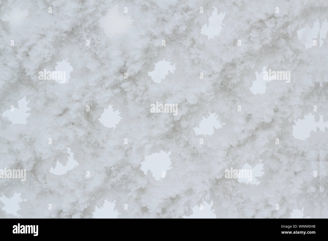 Snow piled on the wires of a chain link fence Stock Photo