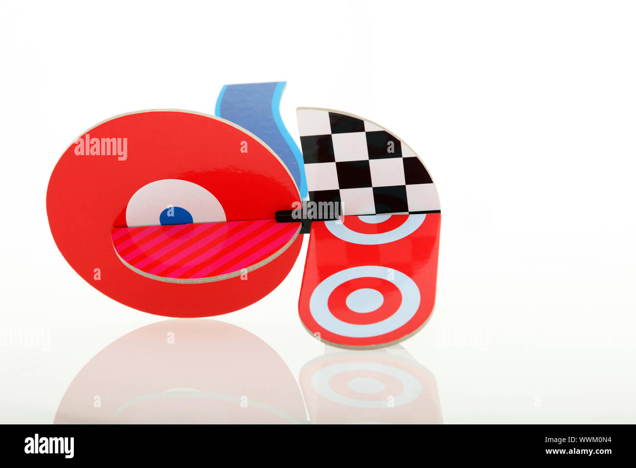 Colourful art object made using different geometric shapes and forms in ...