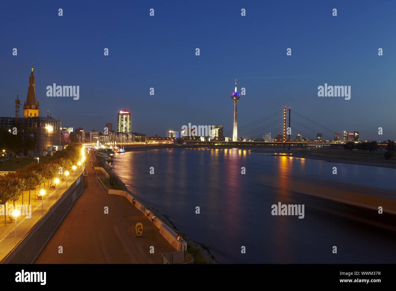 Düsseldorf - Skyline in the evening Stock Photo - Alamy