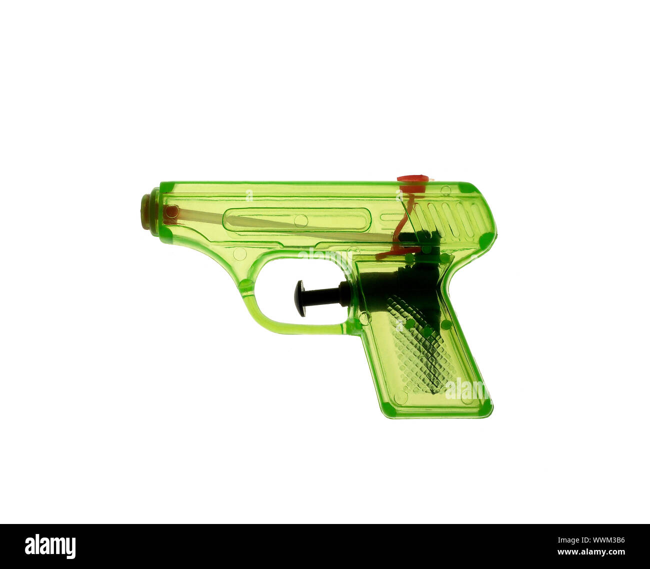 Green watergun on white background Stock Photo - Alamy
