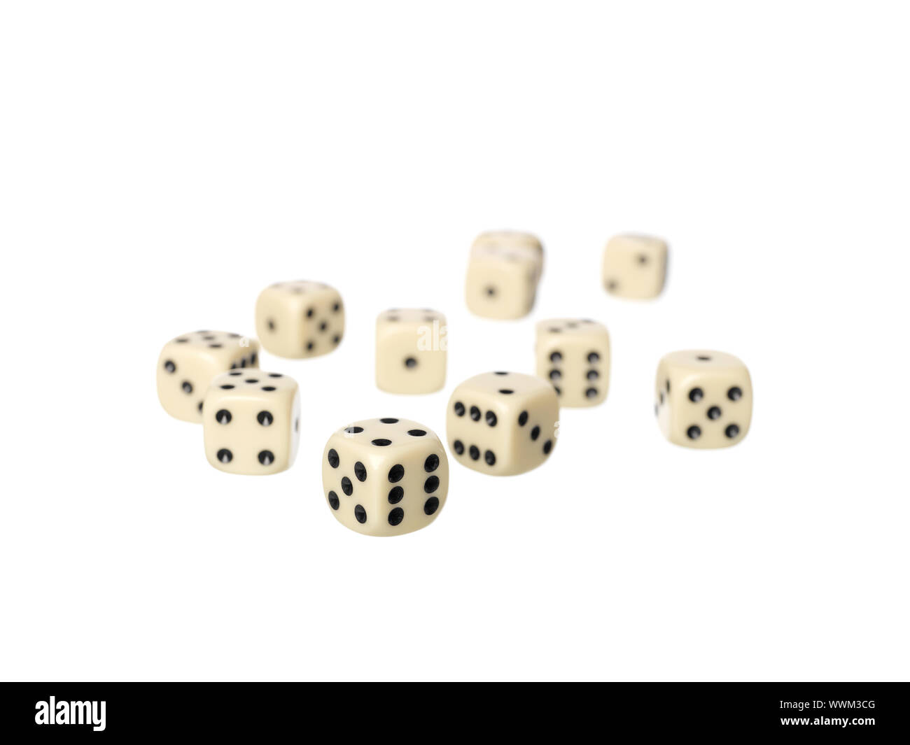 Rolled dices on white background Stock Photo