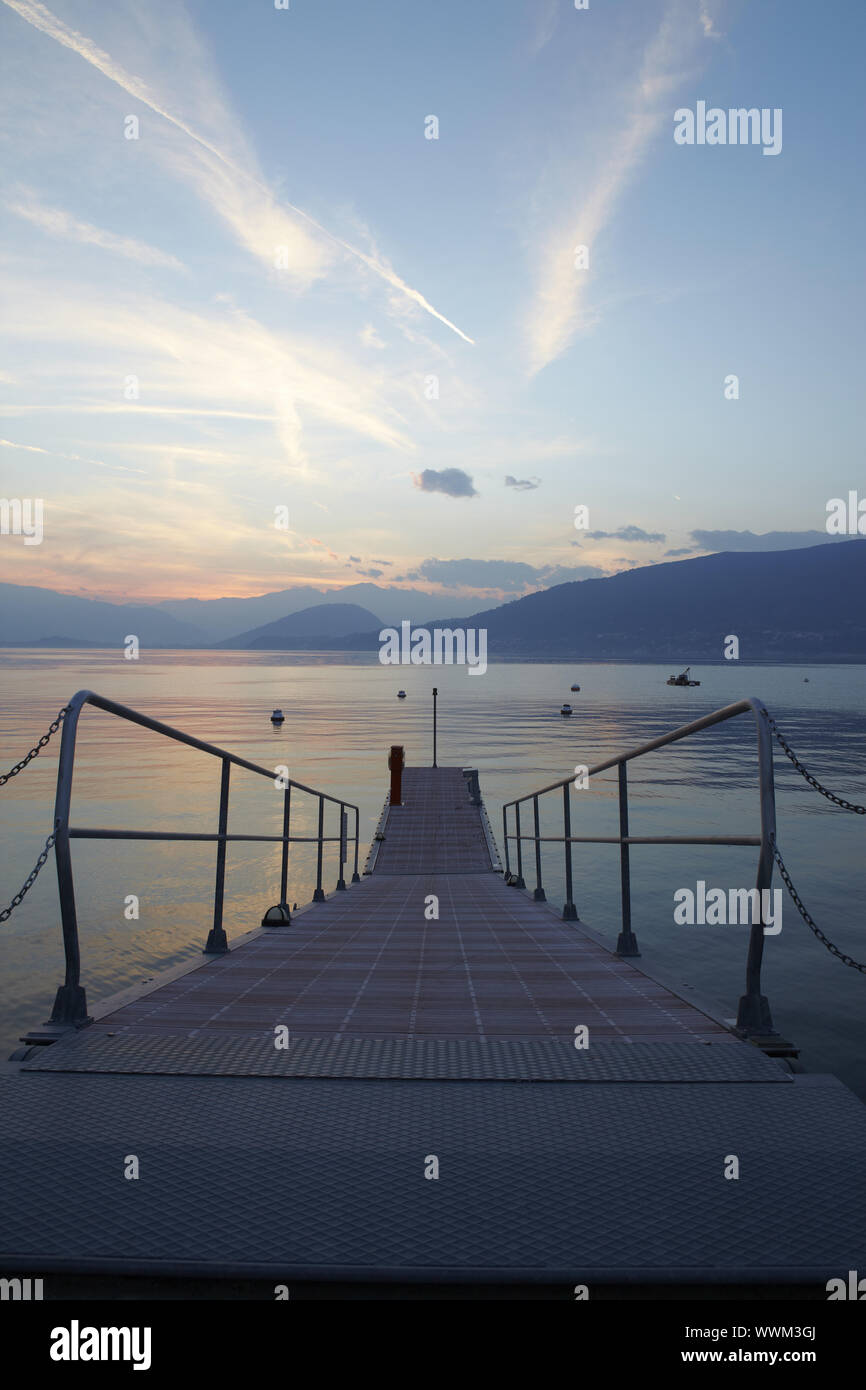 Lago Maggiore - Bridge at dusk Stock Photo - Alamy