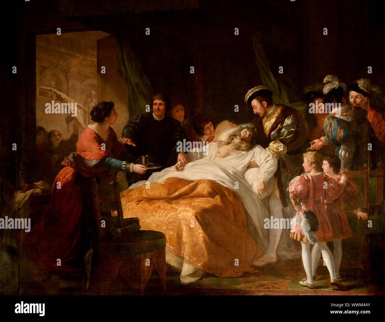The Death of Leonardo da Vinci in the Arms of Francis I, 1781. Found in