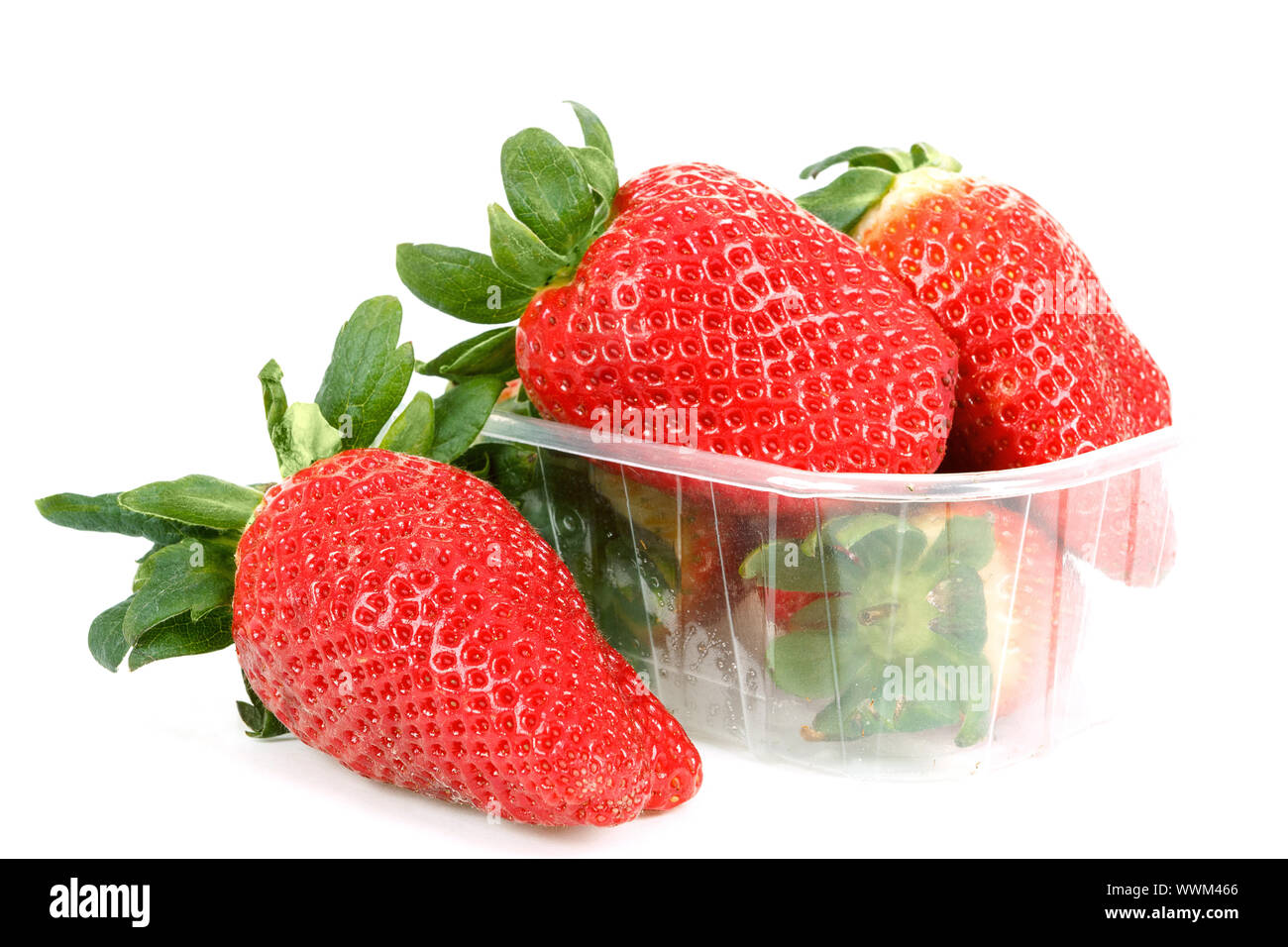 fresh strawberries in box on white Stock Photo - Alamy