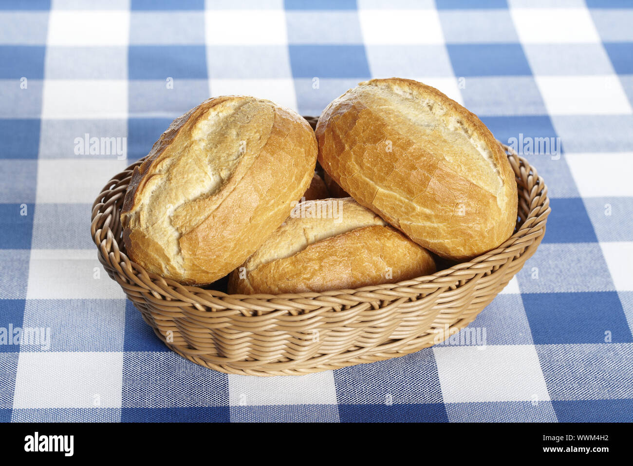 Basket with bread rolls Stock Photo Alamy