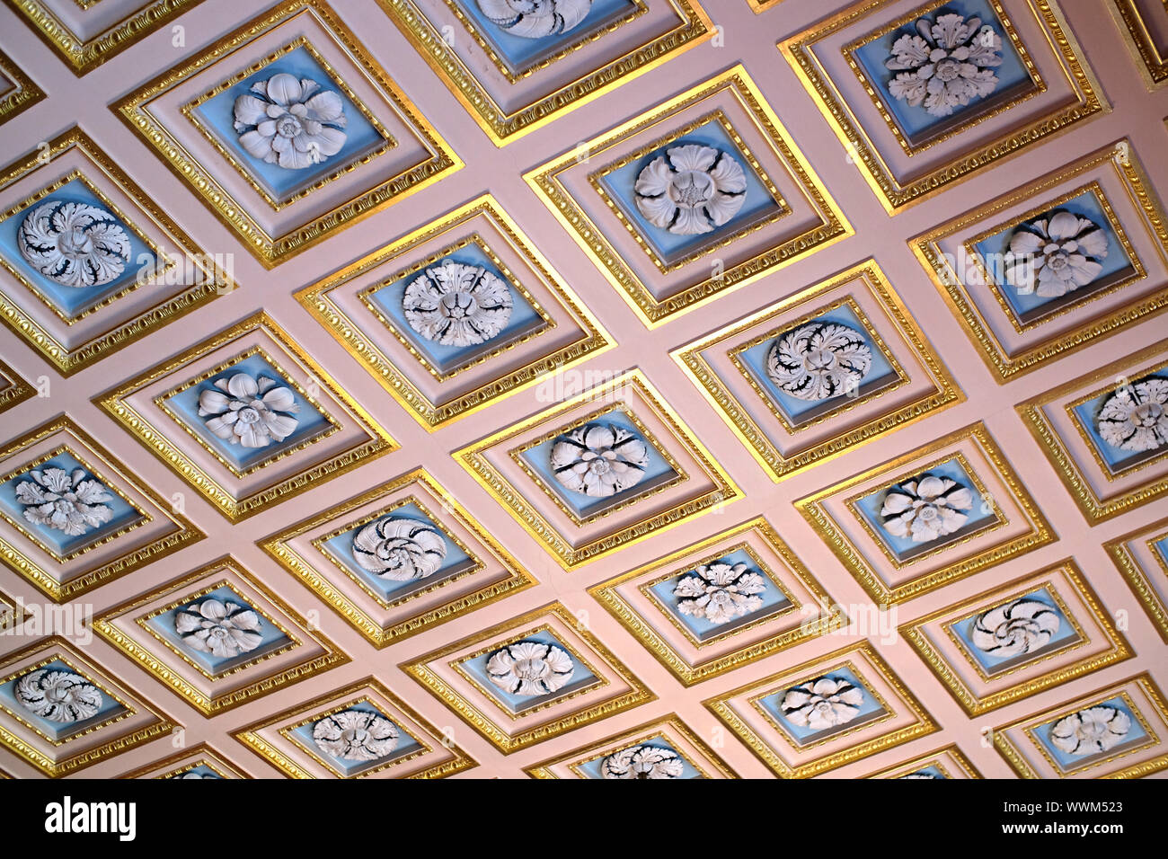 Ornate ceiling in an English country house Stock Photo