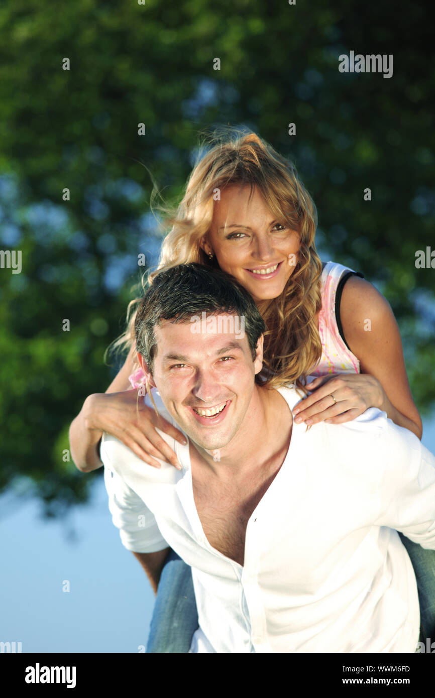 man and woman hug in the sky Stock Photo - Alamy