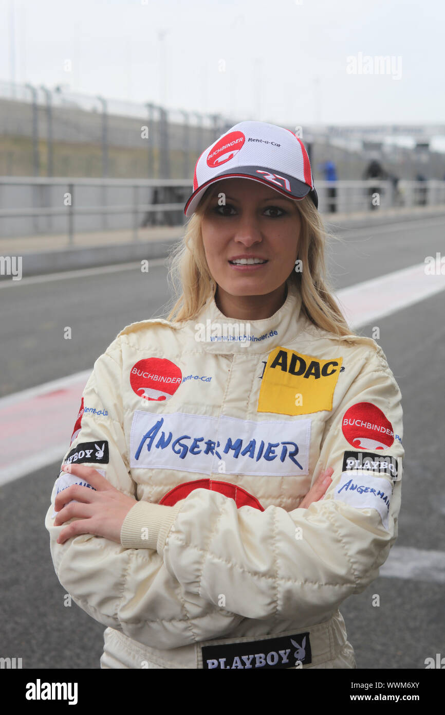 Model, Playmate Doreen Seidel racer at the ADAC GT Masters 2013 Oschersleben / Bode Stock Photo