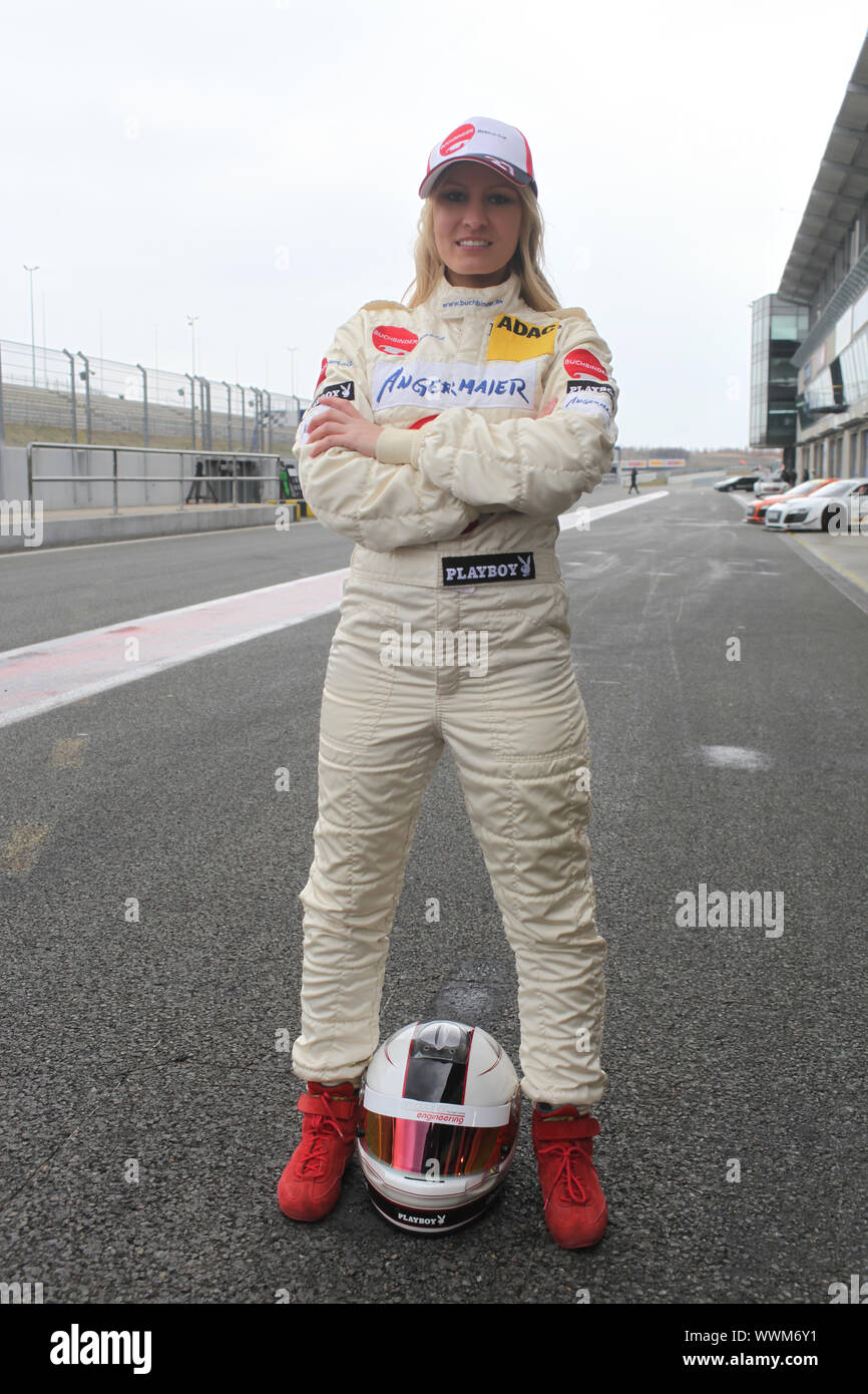 Model, Playmate Doreen Seidel racer at the ADAC GT Masters 2013 Oschersleben / Bode Stock Photo