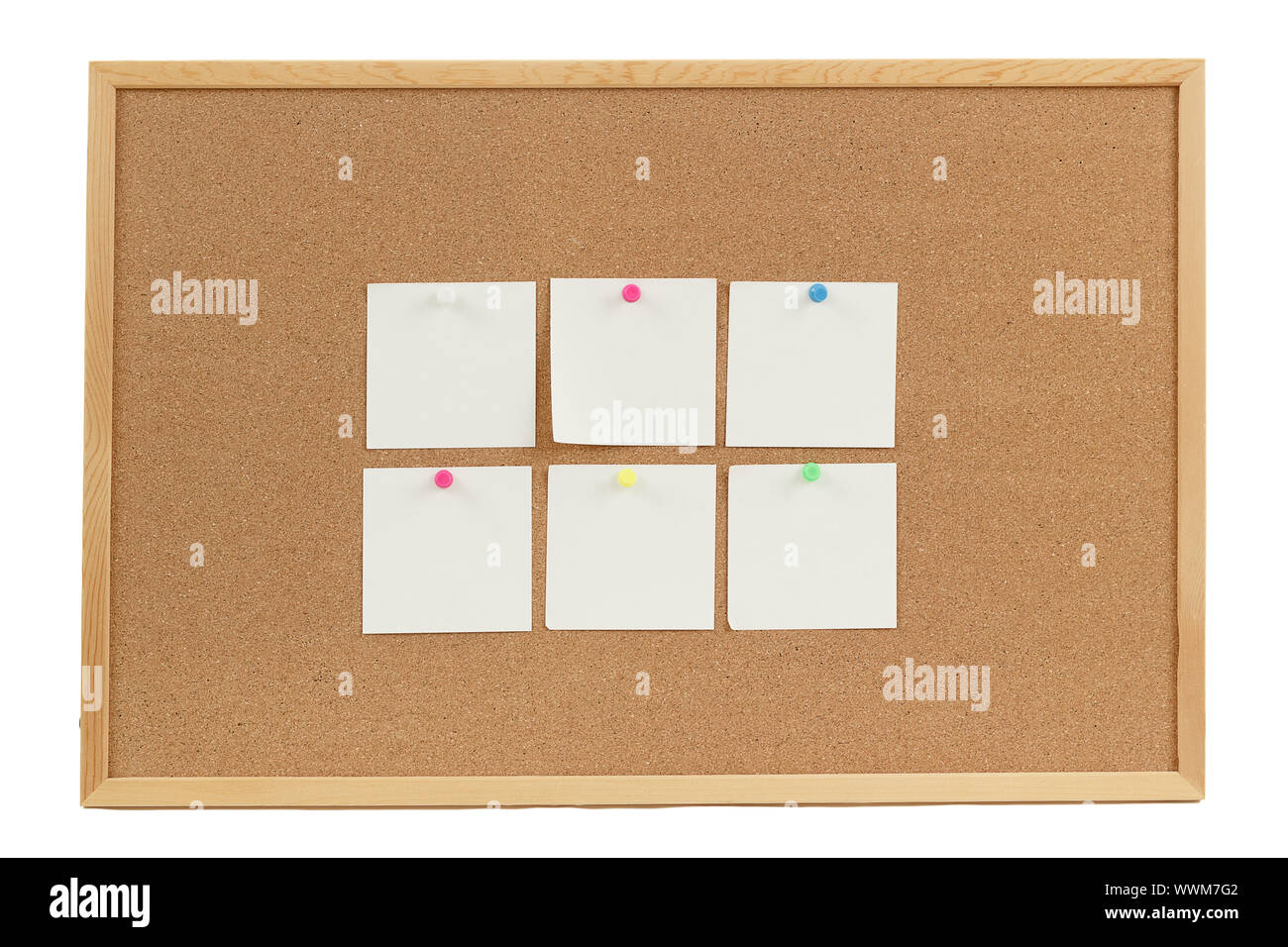 empty note papers on cork board Stock Photo