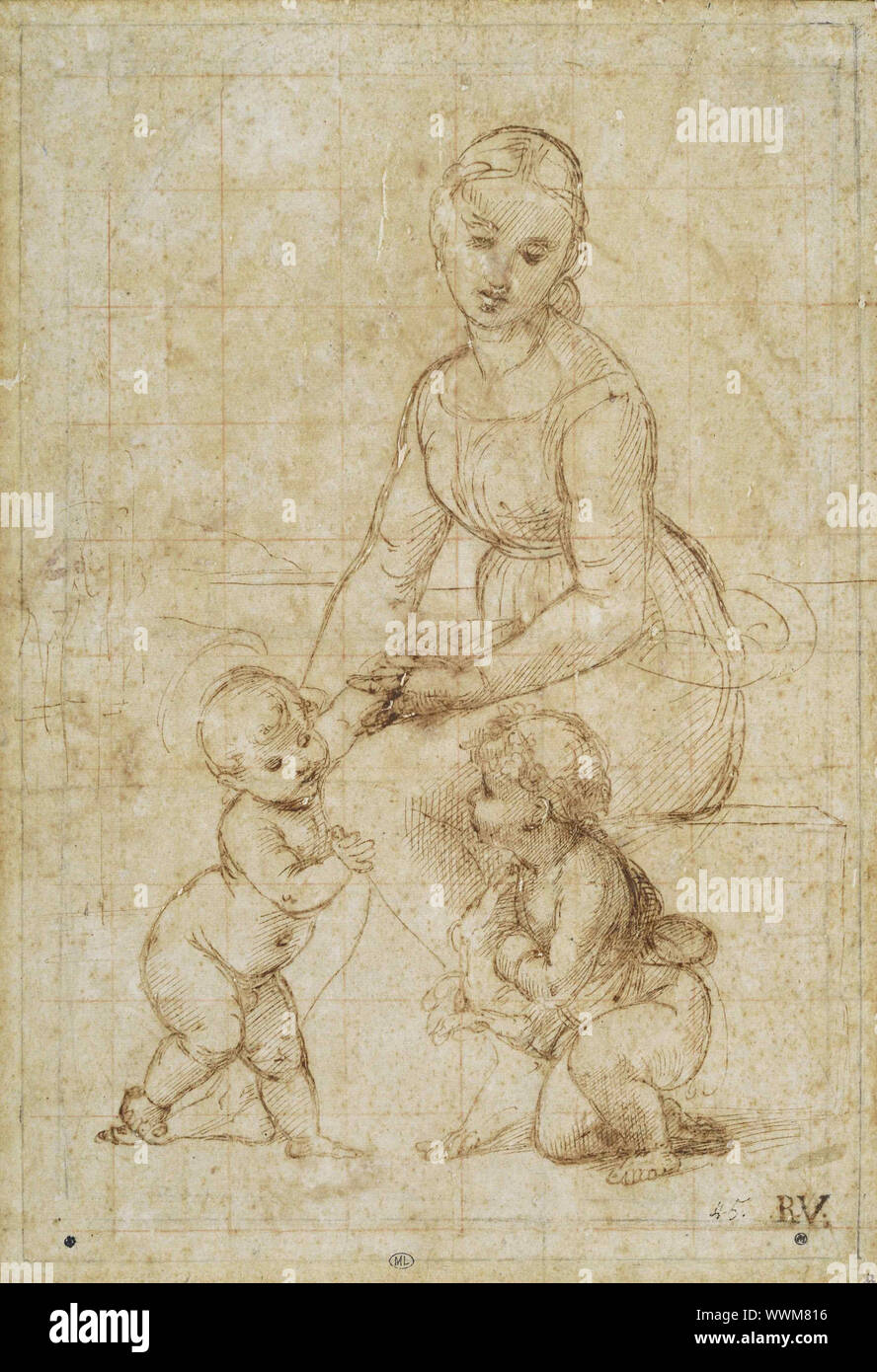 Study for La belle jardini&#xe8;re, ca 1506-1507. Found in the Collection of Mus&#xe9;e du Louvre, Paris. Stock Photo