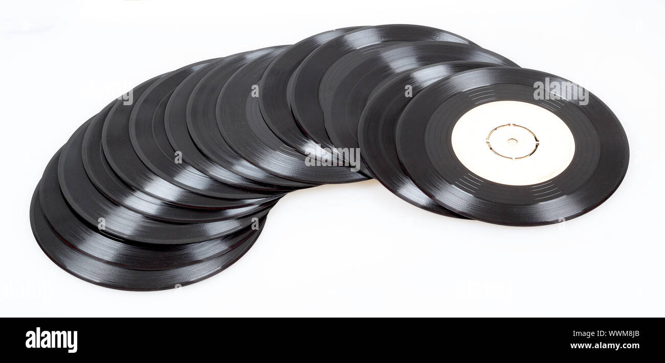 group of black vinyl records Stock Photo Alamy