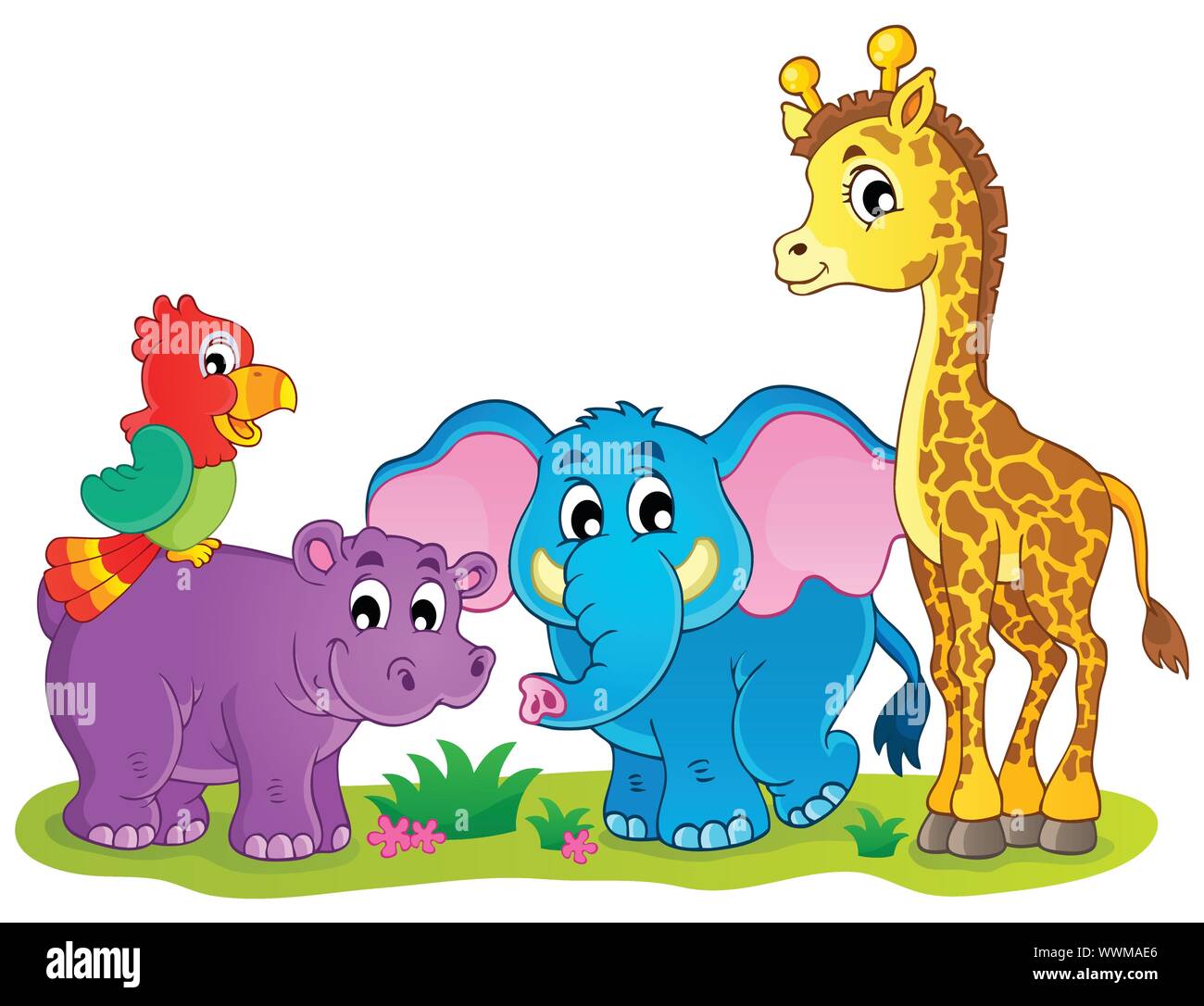 Cute African animals theme image 4 Stock Vector