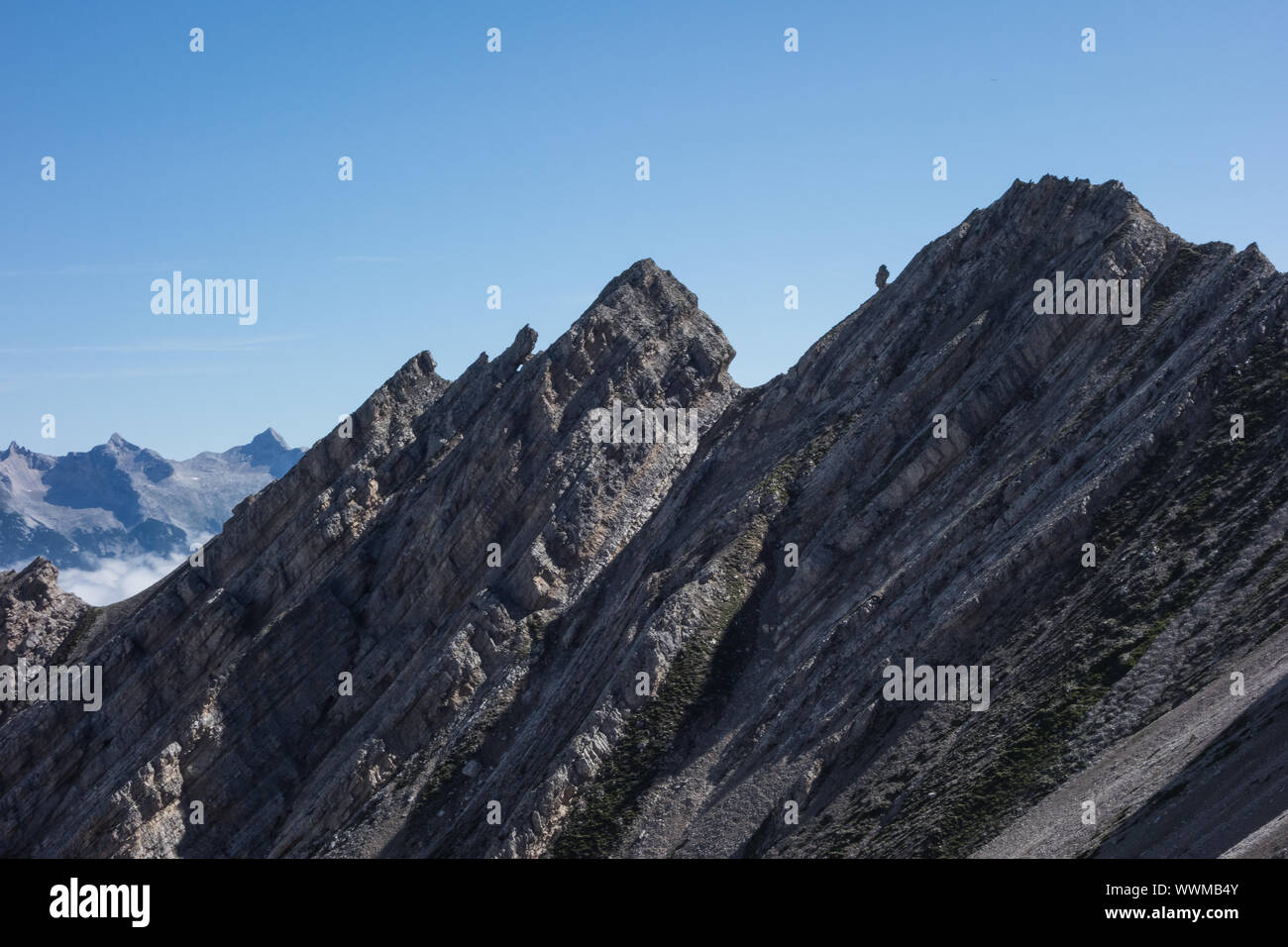 Rock layers of a mountain in Tyrol Stock Photo
