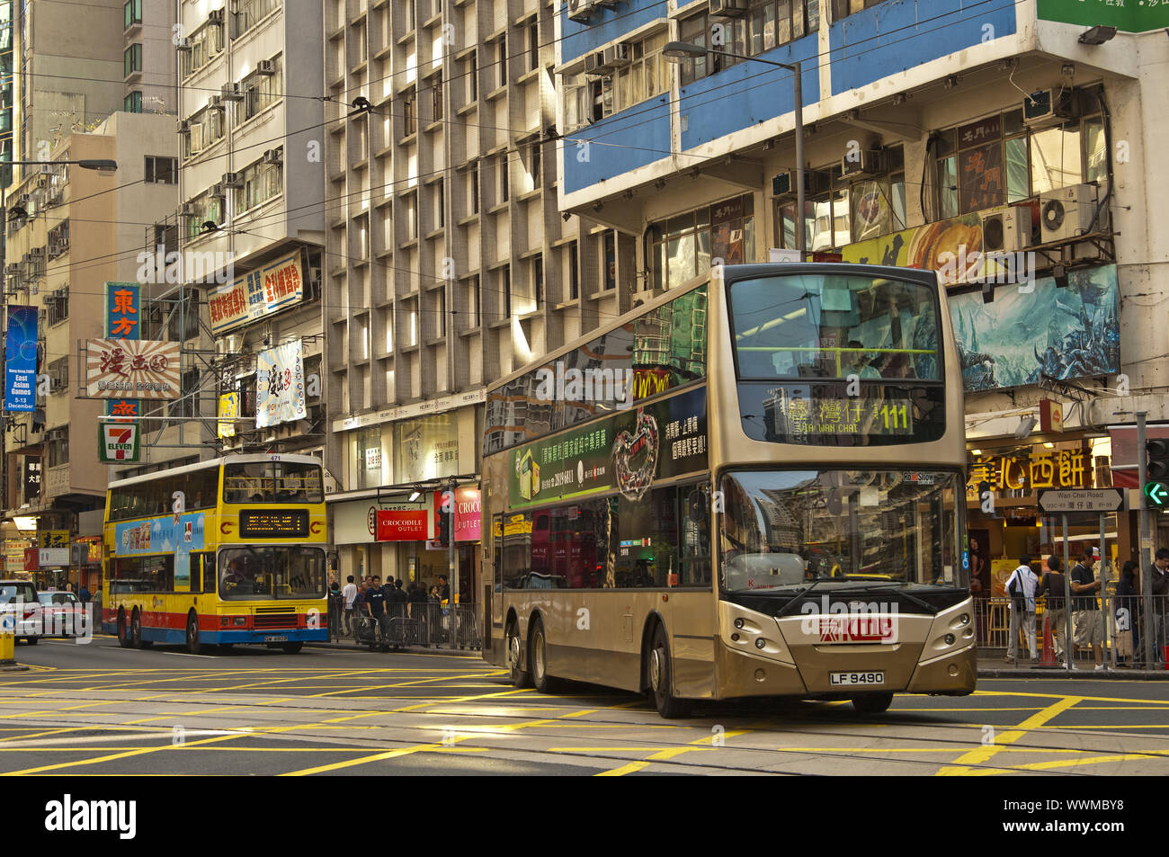 Double-decker bus in Hong Kong Stock Photo