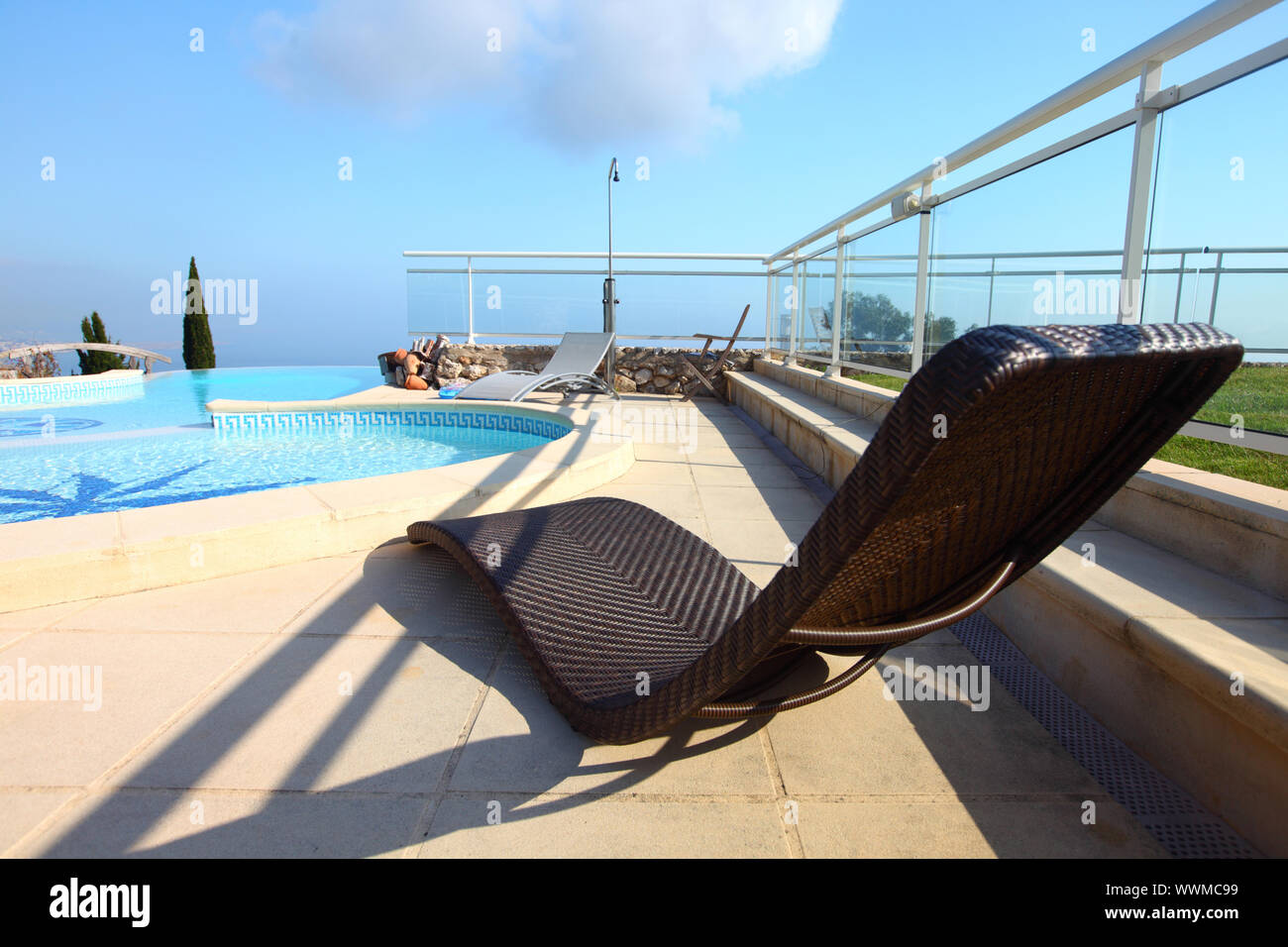 chaise lounge near the pool Stock Photo Alamy