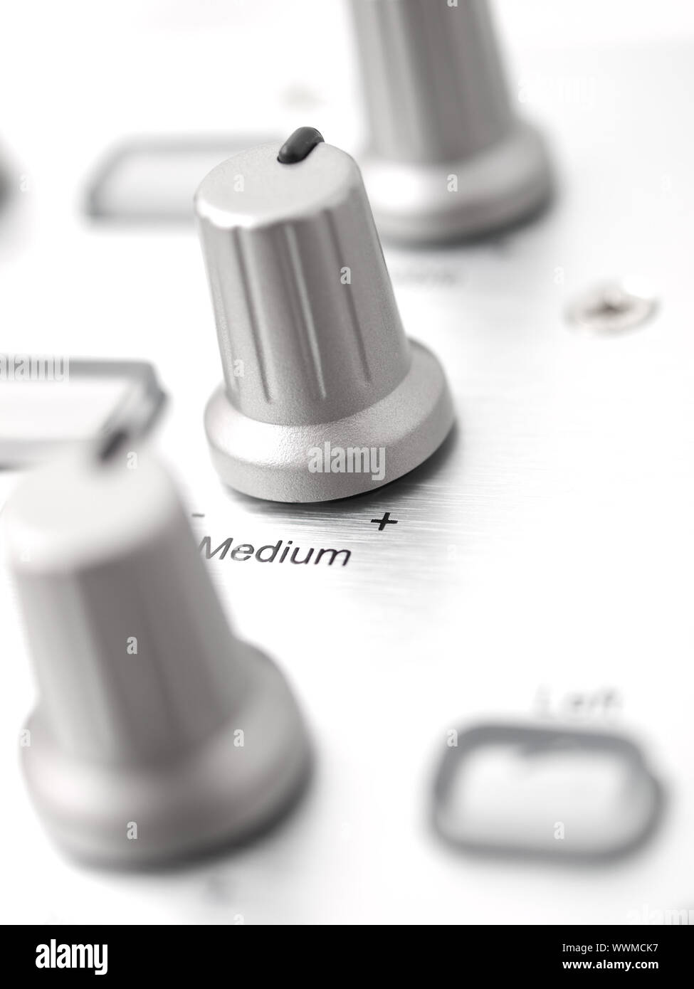 Detail of the controls of an audio mixing device Stock Photo Alamy