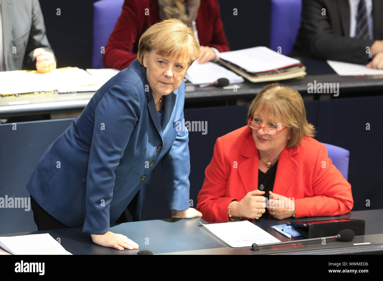 3. Plenary session with participation from Angela Merkel, German Chancellor. Stock Photo
