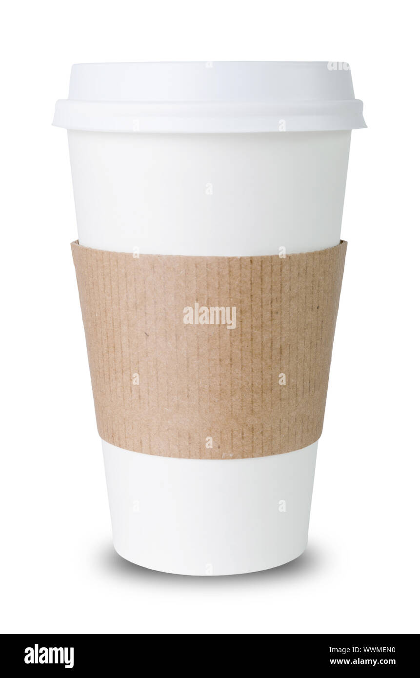Paper cup with sleeve on white background Stock Photo - Alamy