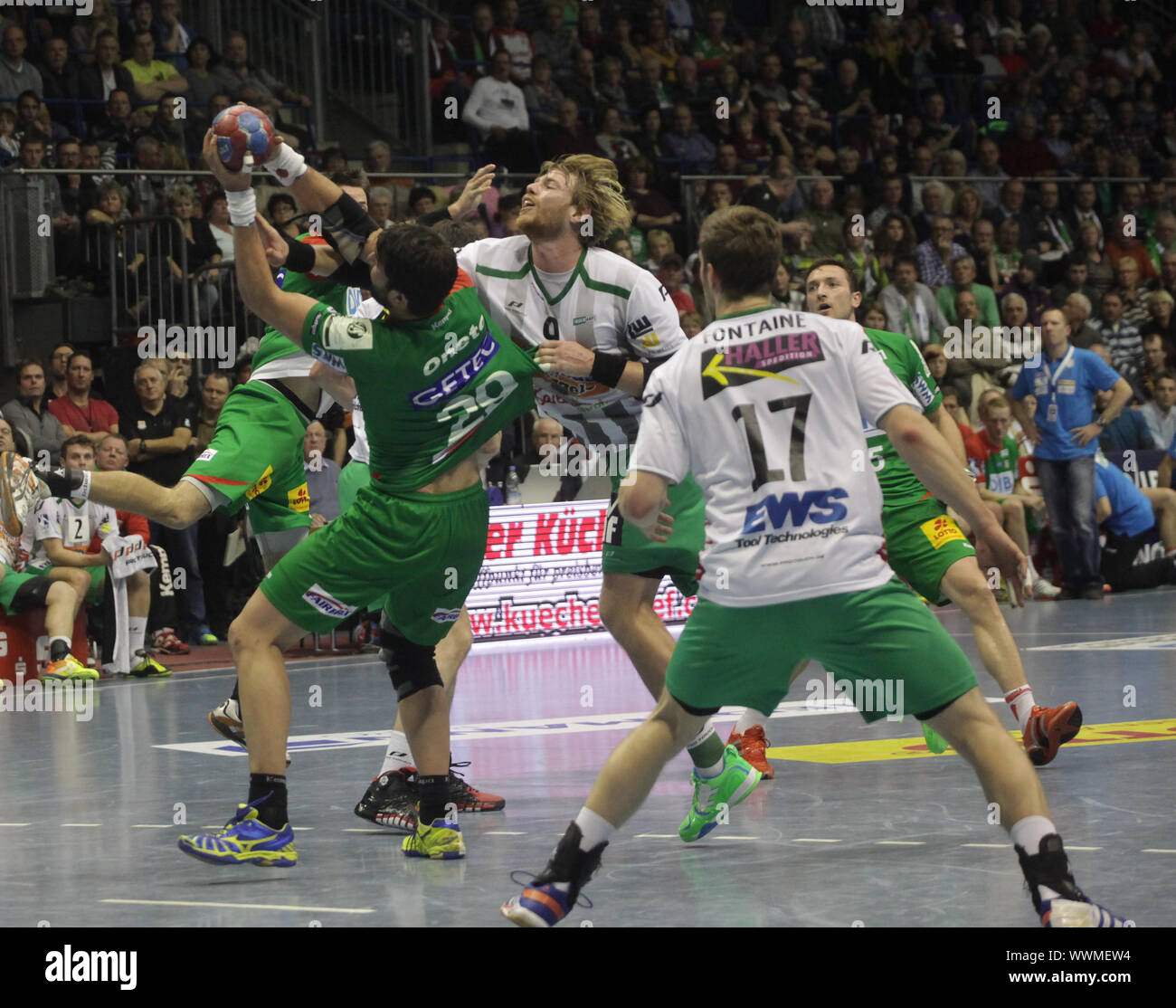 DKB Handball-Bundesliga 2013-2014, 18. Spieltag, SC Magdeburg - FRISCH AUF! Göppingen Stock Photo