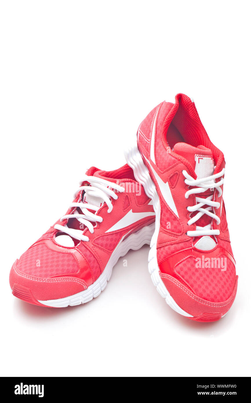 Red running sports shoes Stock Photo