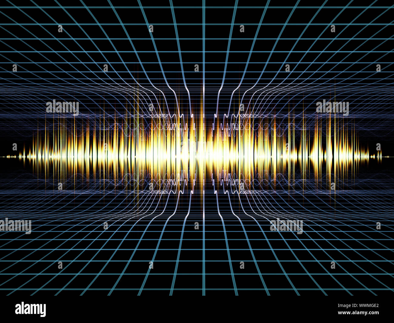 Interplay of perspective lines and sound wave on the subject of music